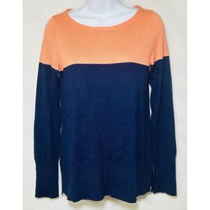 Lilly Pulitzer Women's Small Long Sleeve Color Block Navy Coral Boatneck Sweater